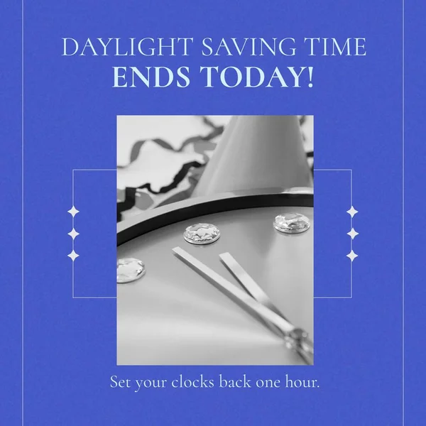 Composition End Daylight Saving Time Text Clock End Daylight Saving — Stockfoto