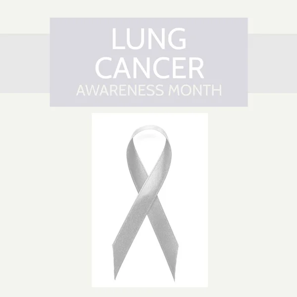Image Lung Cancer Awareness Month Ribbon Beige Background Health Medicine — Foto Stock