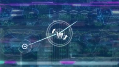 Donanmadaki finansal veriler ve grafikler üzerindeki bağlantıların animasyonu. Dijital olarak oluşturulan küresel bağlantılar, finans, ekonomi ve teknoloji konsepti.