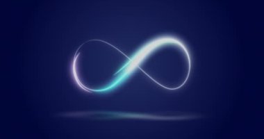 Animation of infinity symbol over navy background. Shape, colour and movement concept digitally generated video.