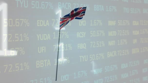 Animation Flag Great Britain Financial Data Binary Code British Finance — Stockvideo