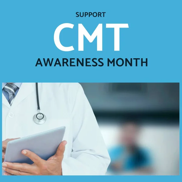 Composition Support Cmt Awareness Month Text Caucasian Doctor Blue Background — Stockfoto