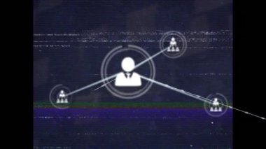 İkili kodlama veri işleme üzerine insanlarla bağlantı ağının canlandırılması. Dijital olarak oluşturulan küresel iletişim teknolojisi konsepti.