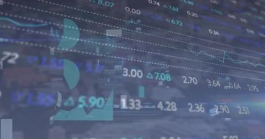 Animation of data processing over dark background. Global connections, data processing and digital interface concept digitally generated video.