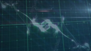 Dijital ekrandaki dalgaların animasyonu. Küresel ağ, veri işleme ve teknoloji konsepti dijital olarak oluşturulmuş video.