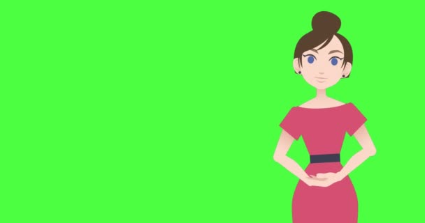 Animation Illustration Caucasian Woman Talking Gesturing Copy Space Green  Screen — Stock Video © vectorfusionart #593192904