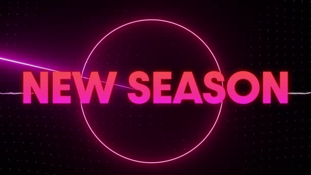 Animation New Season Text Moving Neon Shapes Social Media Digital — Αρχείο Βίντεο
