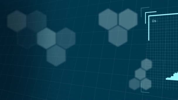 Animation User Photos Hexagons Navy Background Social Media Network Communication — Video Stock