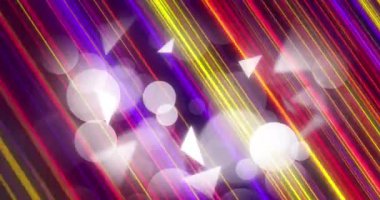 Renkli yollarda hareket eden şekillerin animasyonu. Soyut arkaplan ve dijital arayüz kavramı dijital olarak oluşturulmuş video.