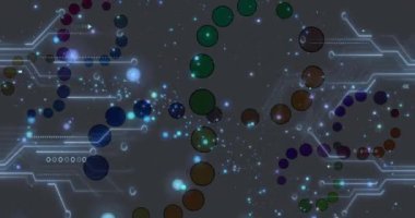 Gri arka planda tıbbi veri işleme ve işlemci soketinin animasyonu. Küresel tıp, teknoloji, veri işleme ve dijital arayüz kavramı dijital olarak oluşturulmuş video.