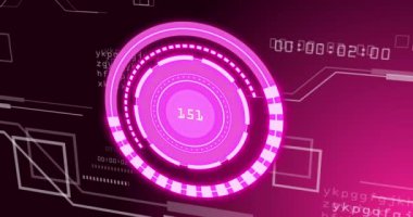 Siyah arkaplanda veri işleme üzerinde tarama kapsamı animasyonu. Küresel teknoloji, bilgisayar ve dijital arayüz kavramı dijital olarak oluşturulmuş video.