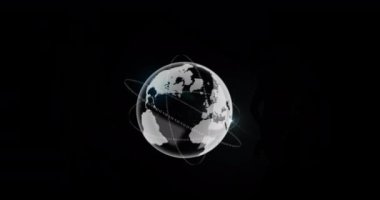 Animation of red, blue and white stars over globe on black background. American patriotism and symbols concept digitally generated video.