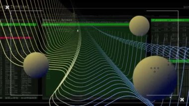 Veri işleme üzerinde noktaların ve şekillerin animasyonu. Küresel iş ve dijital arayüz kavramı dijital olarak oluşturulmuş video.