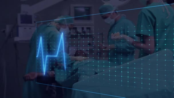 Animation Life Line Surgeons Operating Theatre Global Medicine Technology Data — Wideo stockowe