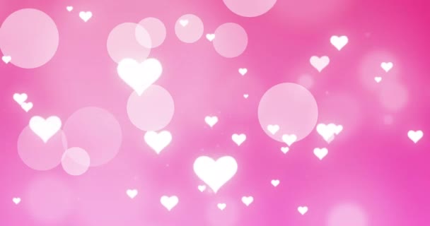 Animation Dots Hearts Pink Background Christmas Winter Tradition Concept Digitally — Video Stock