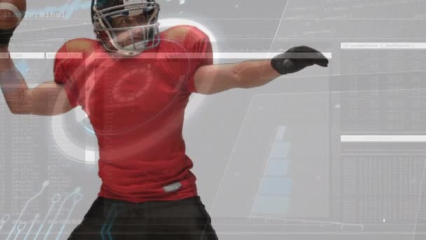 Animation Data Processing American Football Player Global Sports Digital Interface — Stockvideo