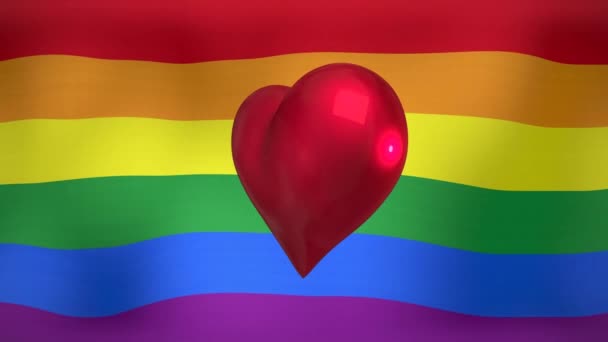 Animation Heart Rotating Rainbow Flag Lgbt Sexual Minority Gay Pride — Αρχείο Βίντεο