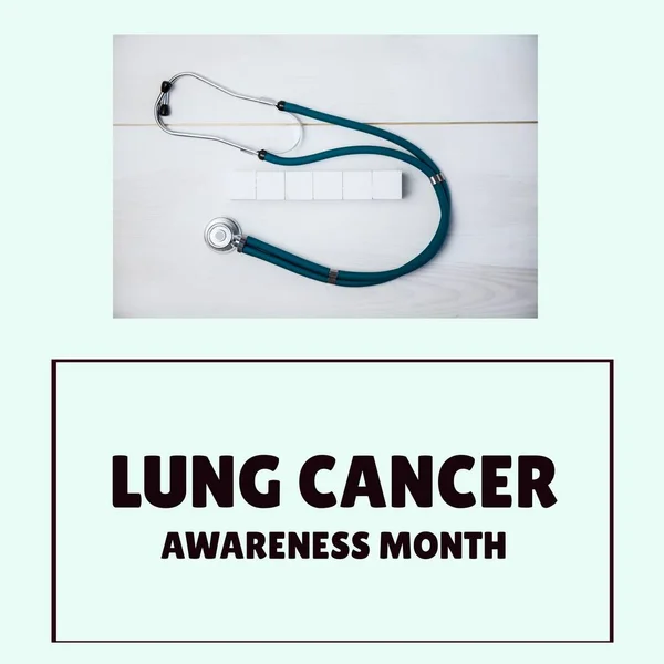 Bild Vom Monat Des Bewusstseins Für Lungenkrebs Über Stethoskop Und — Stockfoto