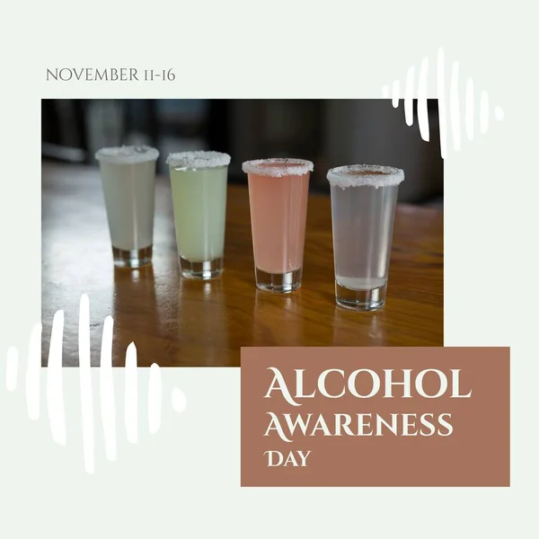 Image Alcohol Awareness Day Glasses Drinks Drinks Beverage Addiction Alcohol — Foto de Stock