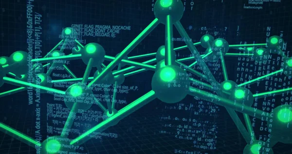 Image of network of connections and data processing over black background. Global connections, data processing and digital interface concept digitally generated image.