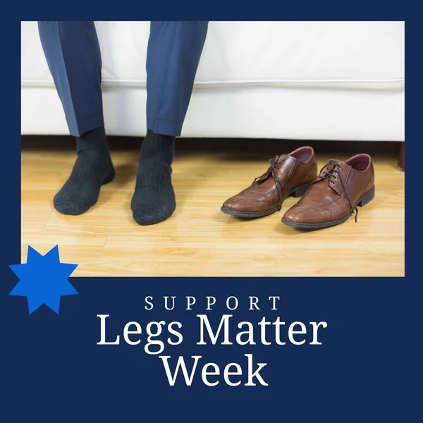 Composition Support Legs Matter Week Text Caucasian Man Wearing Socks — стоковое фото