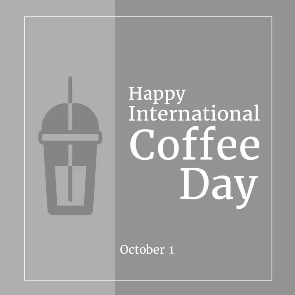 Image Happy International Coffee Day Grey Background Cup Coffee Coffee — Stock Photo, Image