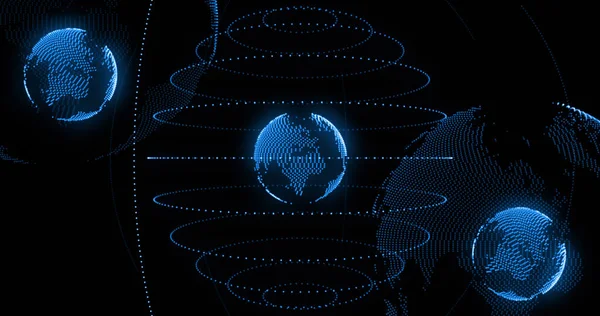 Image of network of connections over spinning globe. Global connections, digital world and digital interface concept digitally generated image.