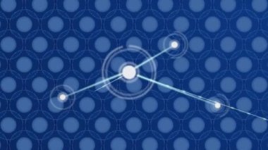 Mavi arkaplandaki mavi hücrelerin üzerindeki bağlantıların animasyonu. Ağ, bağlantılar ve dijital olarak oluşturulan bilim konsepti.