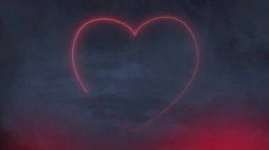 Siyah arka planda parlayan kalp şeklinin animasyonu. Sevgililer Günü kutlaması, dijital olarak üretilen aşk konsepti..
