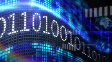 Parlak mavi arkaplan üzerindeki ikili kodlama ve veri işleme istatistiklerinin animasyonu. Küresel iş, finans ve veri işleme kavramı dijital olarak oluşturulmuş video.