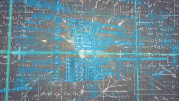 Animation Data Processing Mathematical Equations Black Background Global Technology Computing — Wideo stockowe