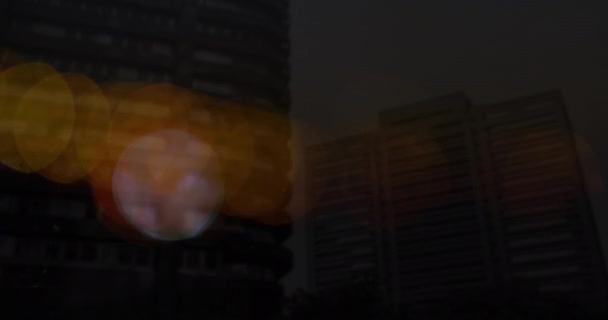 Digital Animation Spots Light Financial Data Processing Tall Buildings Global — Vídeo de Stock