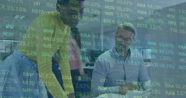Animation Stock Market Diverse Business People Global Business Computing Digital — Vídeos de Stock