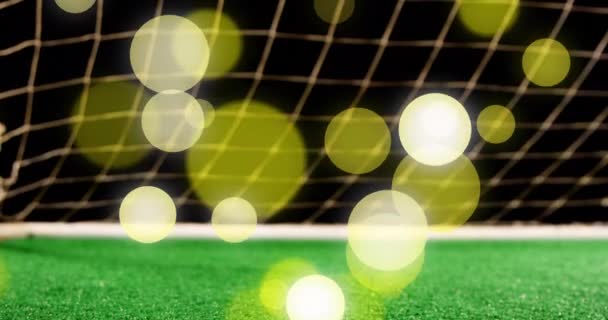 Animation Falling Glowing Lights Football Ball World Cup Soccer Concept — Wideo stockowe