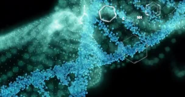 Animation Dna Strands Spinning Chemical Structures Global Science Research Chemistry — Vídeo de Stock