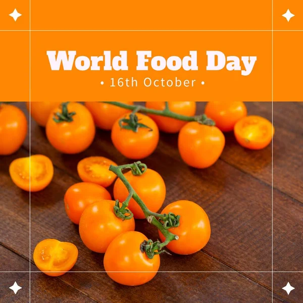 Image World Food Day Orange Background Tomatoes Food Nutrition Food — Photo