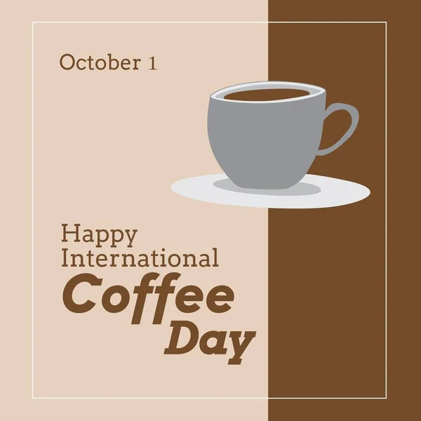 Image Happy International Coffee Day Eige Background Cup Coffee Coffee — Stock Photo, Image