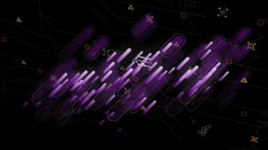 Veri işleme üzerinde şekillerin canlandırılması. Küresel iş ve dijital arayüz kavramı dijital olarak oluşturulmuş video.