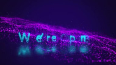 Donanmanın arka planında parıltılı bir şekilde açılışımızın animasyonu. İletişim, sosyal medya ve teknoloji konsepti dijital olarak oluşturulmuş video.