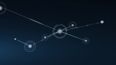 Donanma arkaplanındaki bağlantı ağında animasyon. Ağ, bağlantılar ve teknoloji konsepti dijital olarak oluşturulmuş video.
