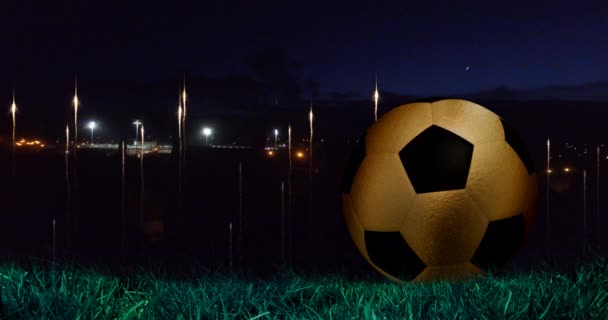 Animation Glowing Lights Nights Sky Football Ball World Cup Soccer — Stock video