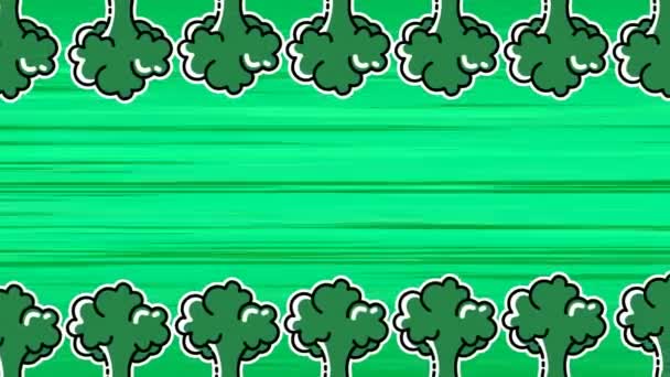 Animacja Brokułów Poruszających Się Zielonym Tle Żywność Owoce Warzywa Świat — Wideo stockowe