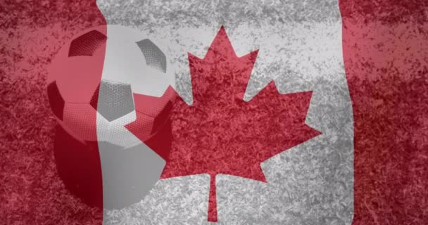Animation Flag Canada Football Ball World Cup Soccer Concept Digitally — Stockvideo