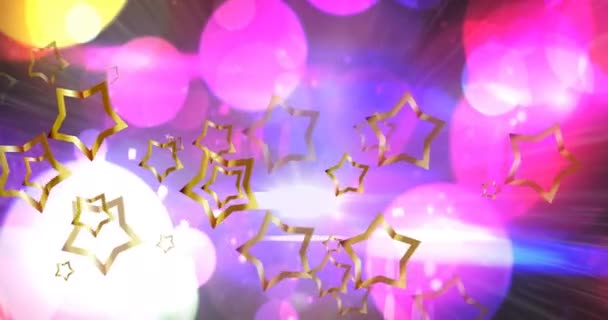 Animation Stars Lights Navy Background New Year Party Celebration Concept — Αρχείο Βίντεο