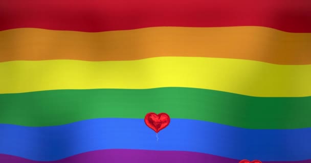 Animation Hearts Floating Rainbow Flag Lgbt Sexual Minority Gay Pride — 비디오