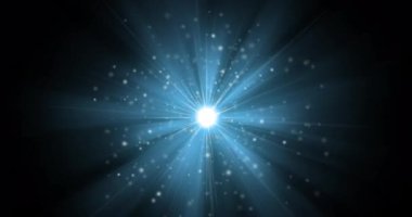 Siyah arkaplanda mavi ışık animasyonu. Şekil, renk, hareket ve uzay konsepti dijital olarak oluşturulmuş video.