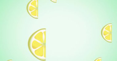 Yeşil arka planda limon ve palmiye ağaçları animasyonu. Renk, şekil, hareket ve doğa konsepti dijital olarak oluşturulmuş video.