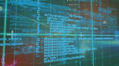 Siyah arkaplandaki bağlantı ağı üzerinden veri işleme animasyonu. Küresel teknoloji, bilgisayar ve dijital arayüz kavramı dijital olarak oluşturulmuş video.