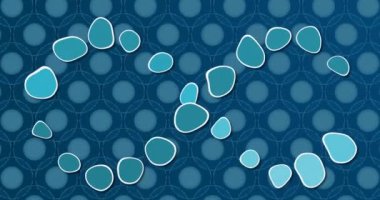 Mavi arka planda mavi hücreler üzerinde DNA animasyonu. İnsan biyolojisi, anatomi ve vücut konsepti dijital olarak oluşturulmuş video.