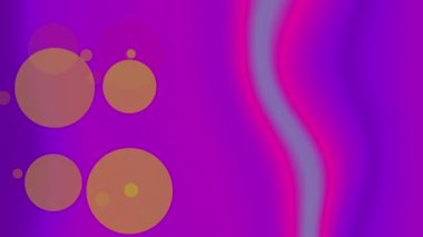 Pembe ve mor arka planda hareket eden sarı noktaların animasyonu. Renk, şekil ve hareket konsepti dijital olarak oluşturulmuş video.